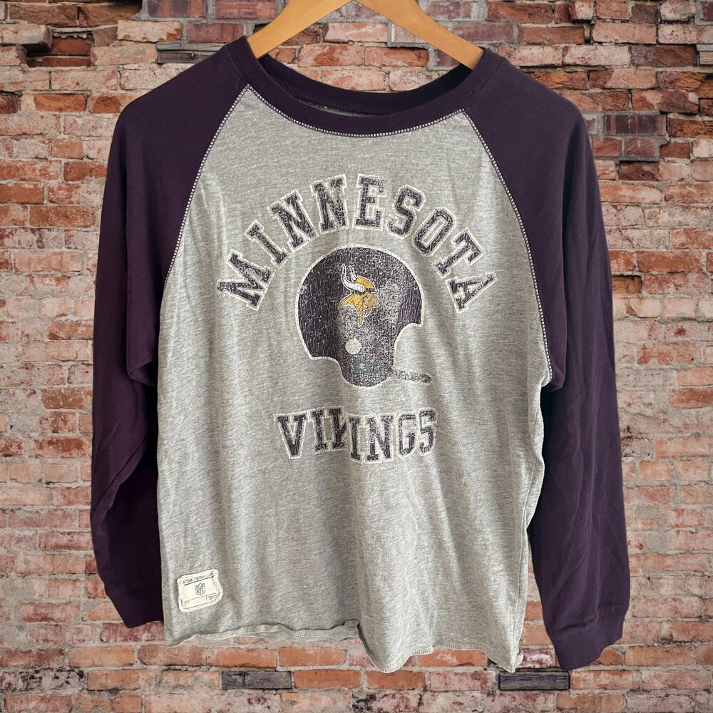 Reebok Minnesota Vikings Vintage Long Sleeve Shirt Size 10/12 Medium